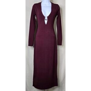 ZARA Maroon Bodycon Dress Long Stretchy Women’s S Excellent Condition